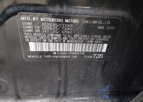 2023 Mitsubishi Mirage Es/Le from USA, damaged, VIN ML32AUHJ7PH004748